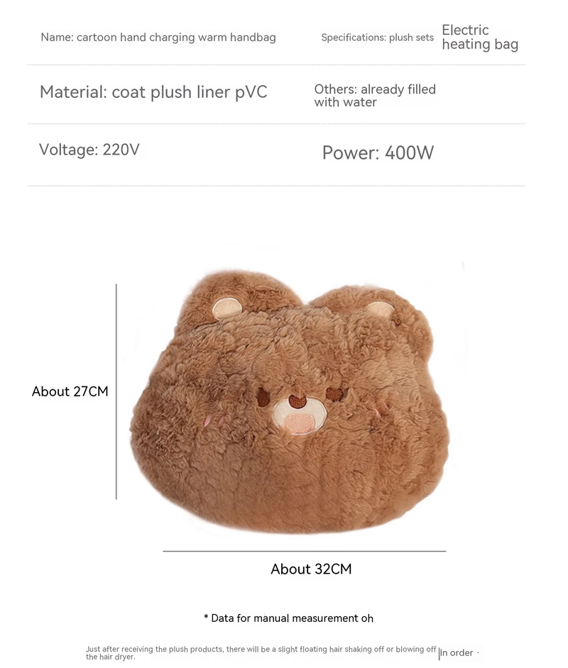 Cute plush hand hot rechargeable explosion-proof water bag, bedding, 2023 new warm baby_voghion.com