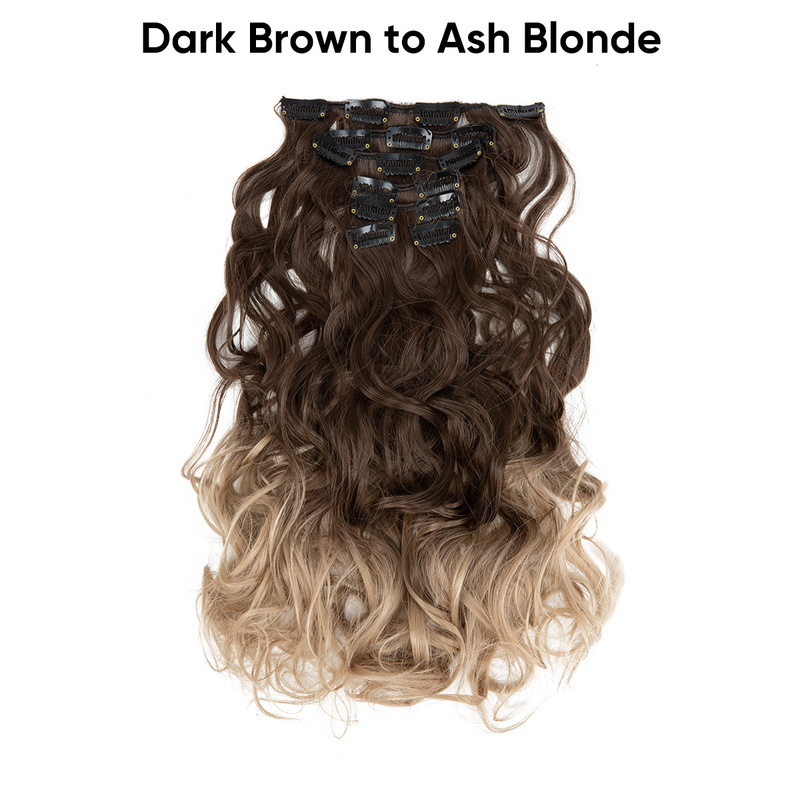 16 darabos műhaj paróka szett, női hosszú göndör haj, magas hőmérsékletű matt selyem póthaj_voghion.com