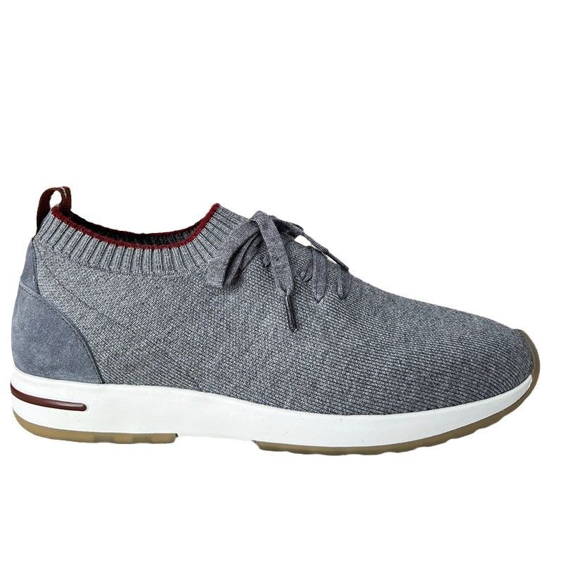 Scarpe sportive da uomo in tessuto Flying Woven, misto lana, leggermente elastiche, comode, traspiranti, con lacci, colori a contrasto_voghion.com