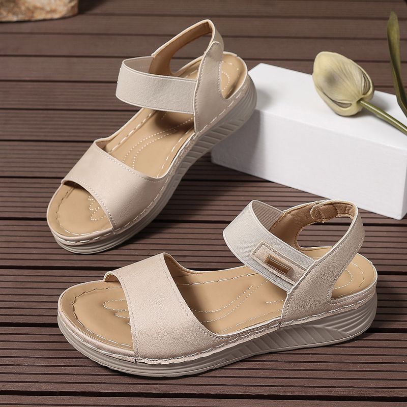 Sandali casual da donna di grandi dimensioni, stile sportivo, slip-on, comodi, con bocca di pesce._voghion.com
