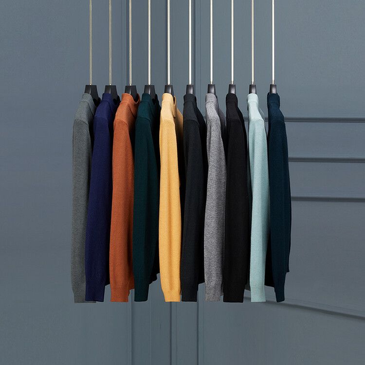 Herrenbekleidung Live-Übertragung Halbrollkragen Langarm-Strickpullover Herren Herbst und Winter Neues einfarbiges warmes Unterhemd Herren_voghion.com