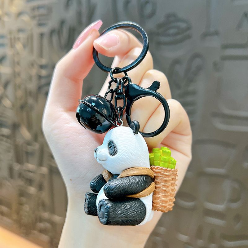 Creative Cartoon Holding Bamboo Exquisite Cute Panda Pendant Backpack Accessory Car Keychain_voghion.com