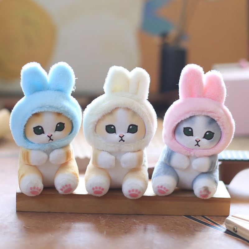 Plush Adorable Cute Cat Toy Keychain Rabbit Bag Charm Stuffed Animal Doll_voghion.com