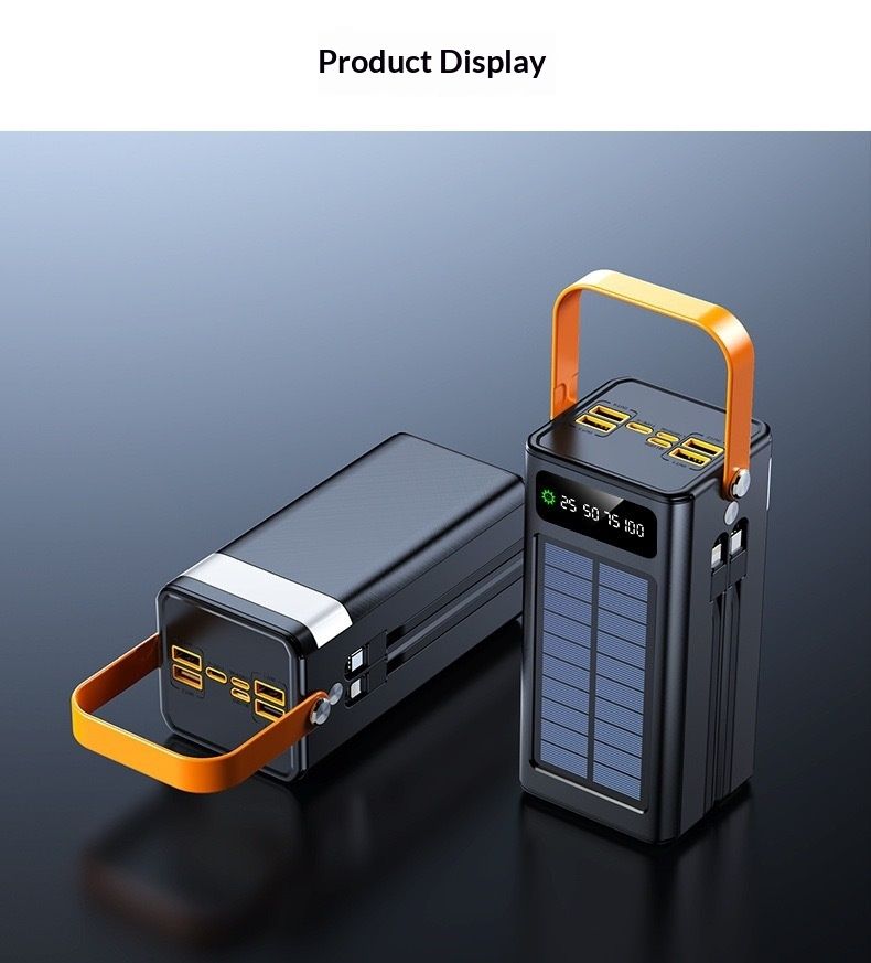 Cross-Border Solar 100000mAh Grote Capaciteit 120W Supersnel Opladende Campinglamp Buiten Live Streaming Powerbank_voghion.com