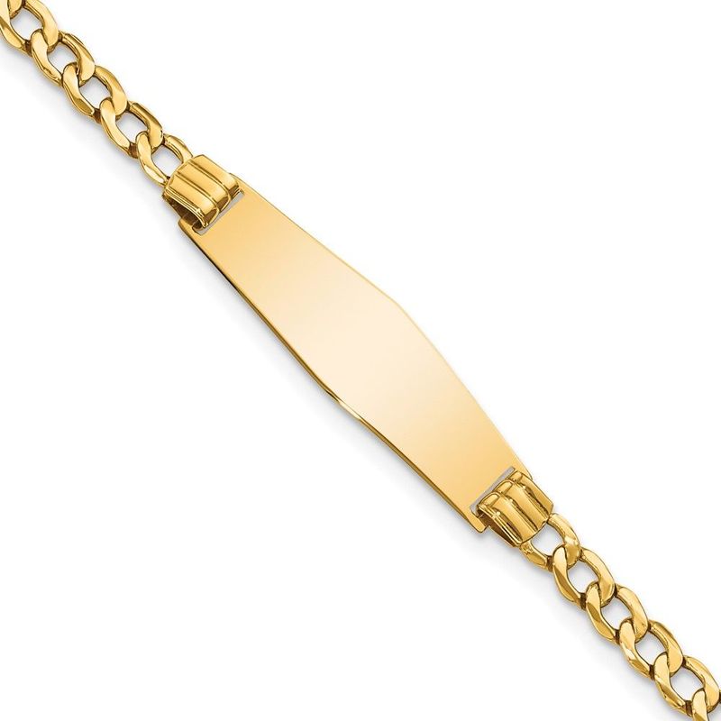 14k Semi-solid Soft Diamond Shape Cuban Link ID Bracelet_voghion.com
