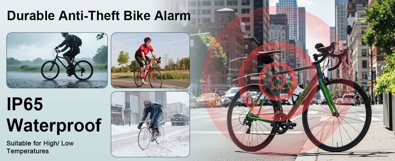 Alarme de vélo rechargeable par USB, alarme de moto max. 110 dB avec télécommande et 7 niveaux de sensibilité, alarme antivol avec capteur de mouvement et vibrations_voghion.com
