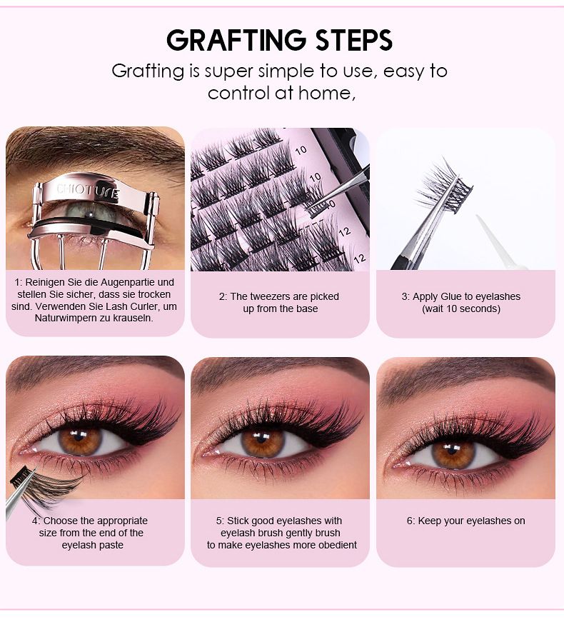 Falsche Wimpern Geteilte Künstliche Wimpern Einzelner Cluster Große Kapazität Tägliches Make-up Transplantierte Wimpern_voghion.com