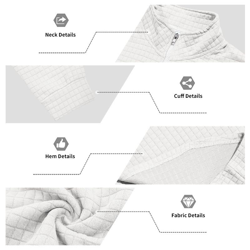 Men's Casual Pullover Sweatshirt With Jacquard Design, Stand Collar & Half-Zip, Loose Fit, Autumn/Winter Essential_voghion.com