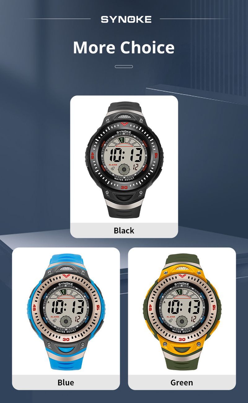 Reloj digital de montañismo para hombre, nuevo, resistente al agua, a los golpes, con pantalla grande, para correr al aire libre, para estudiantes, moderno y atractivo, SYNOKE_voghion.com