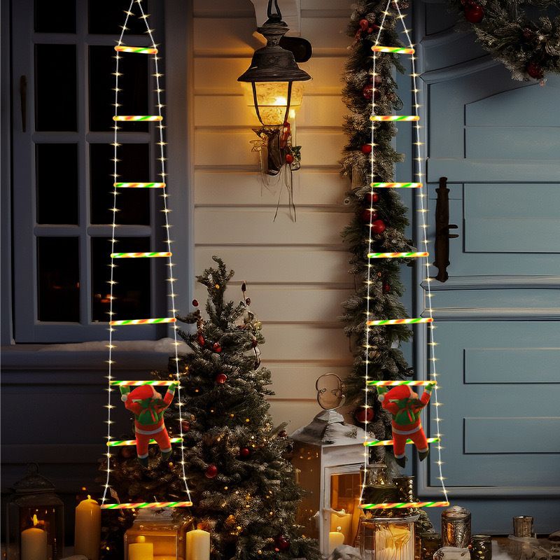 LED Santa Claus Climbing Decoration Waterproof Eaves Colorful New Ladder Christmas Atmosphere String Lights_voghion.com
