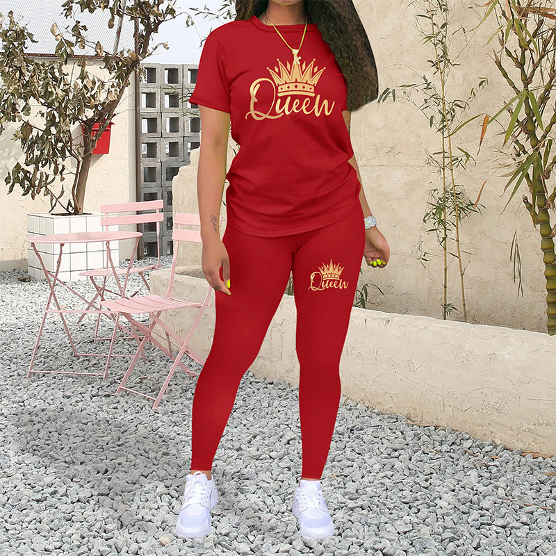 Vêtements pour femmes printemps et été nouveaux T-shirts de sport à manches courtes leggings costumes décontractés à la mode_voghion.com