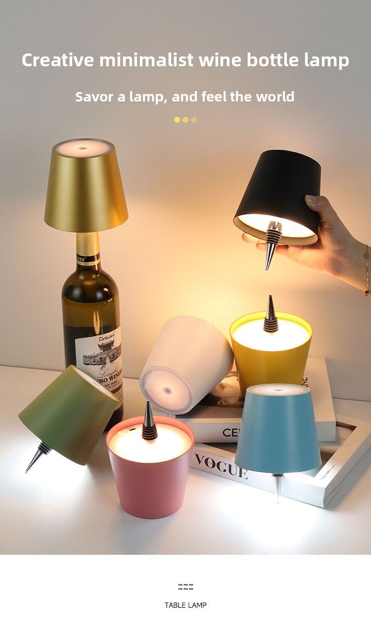 LED Rechargeable Atmosphere Table Lamp Plug-in Wine Bottle Dining Bar Light_voghion.com