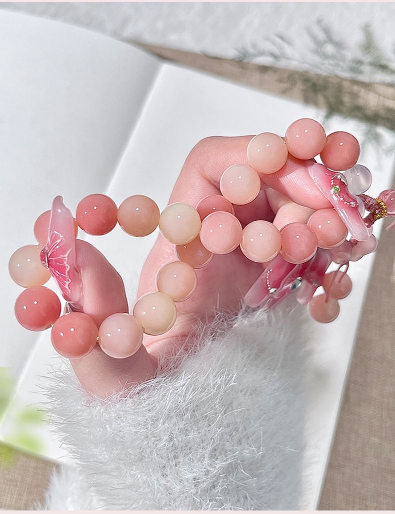 Rosa Bodhi Root Mobile Hanger Ragazza Coppia Custodia per telefono Bracciale Corda appesa Squisito ciondolo Portachiavi_voghion.com