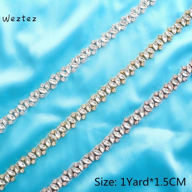 Exquisiter Taillengürtel mit Applikationen, Brautschmuck mit Strasssteinen J135_voghion.com