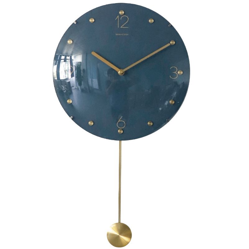 Reloj de pared moderno y lujoso, silencioso, sin marco, de 12 pulgadas, con marcadores de latón y vidrio convexo, diseño oscilante_voghion.com