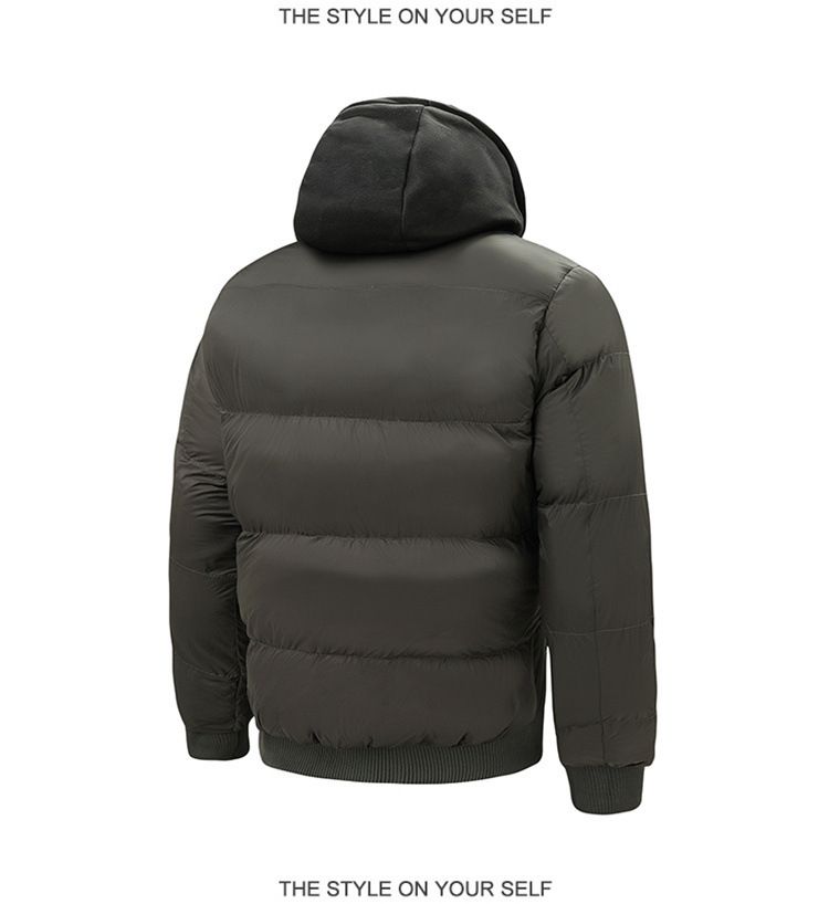 Herren-Winterjacke mit Kapuze – leichter, warmer Mantel mit Reißverschluss, lockere Passform für lässige Oberbekleidung (Blau, Schwarz, Armeegrün)_voghion.com