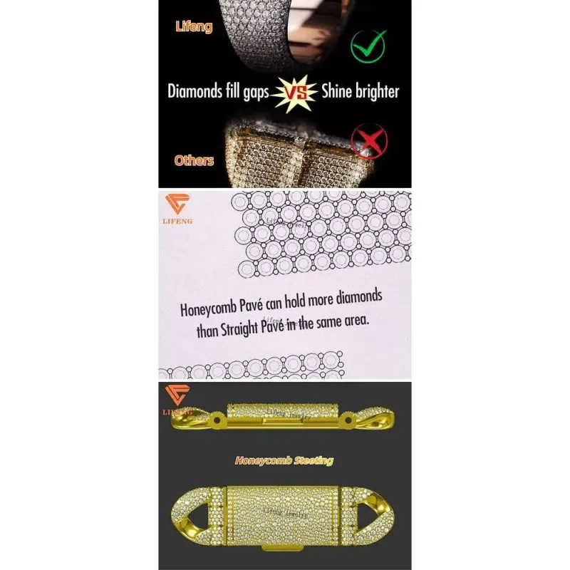 Deep Perm Cut Custom VVS Moissanite Hip Hop Honeycomb Grills For 16/20 Teeth White Gold Dia Ice Out Grillz Jewelry_voghion.com