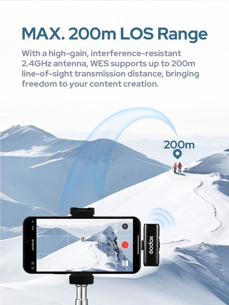 GODOX WES1 WES2 2.4GHz Wireless Microphone System Transmitter Receiver Live Broadcast Reduction Noise Mic for Camera_voghion.com