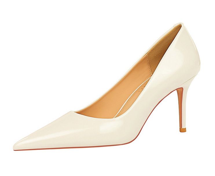Dámské třpytivé lakované kožené lodičky na vysokém podpatku s tenkou, mělkou špičatou špičkou_voghion.com