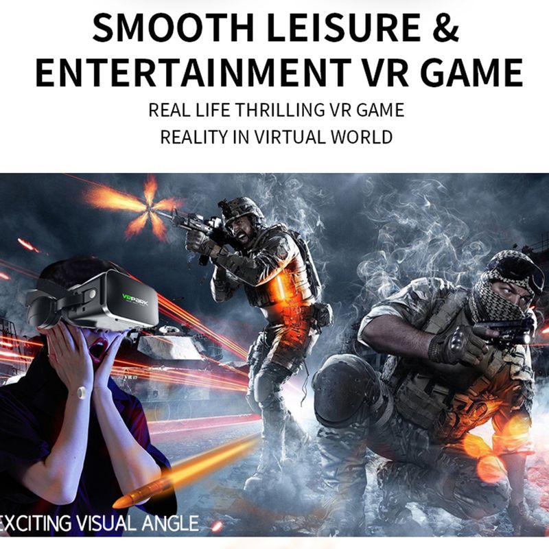 Virtual Reality VR-Brille 3D-Headset Bluetooth-Geräte Smartphone-Helmbrille Linsen Smartphone Viaar-Kopfhörer_voghion.com