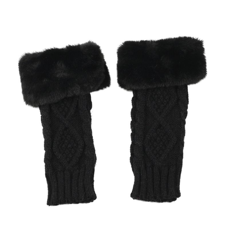 Damskie dzianinowe wełniane rękawiczki z półpalcami – ciepłe i miękkie, z podwójnym wzorem w romby, na jesień i zimę (krótki mankiet, stylowe i wygodne)_voghion.com