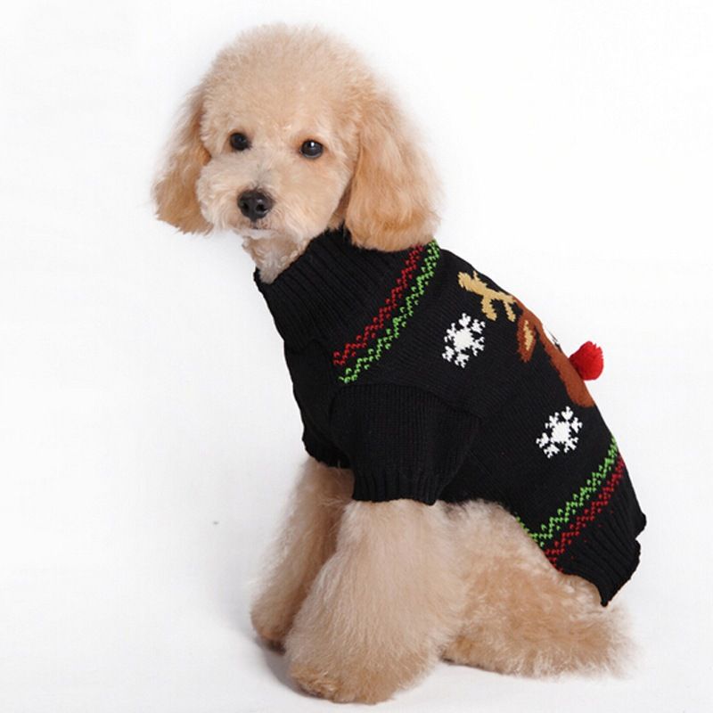 Christmas pet Clothing Red Nose Deer pet sweater Poodle Teddy Small medium large dog sweater_voghion.com