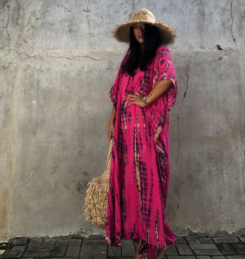 Robe de plage en rayonne pour femmes, tenue de vacances à fleurs teintes _voghion.com