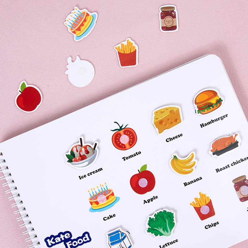 Children Book Toy Various Cute Cartoon Fruit Food 84Pcs Stickers Puzzle Pairing Early Learning Brain Game Educational Puzzle Book Toy Kids Gift_voghion.com