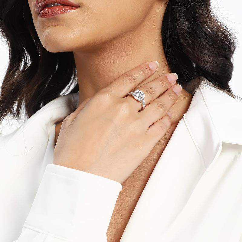 Driedelige set eenvoudige, elegante vierkante zirkonia-stapelringen voor vrouwen, prachtige sieraden en een huwelijkscadeau._voghion.com