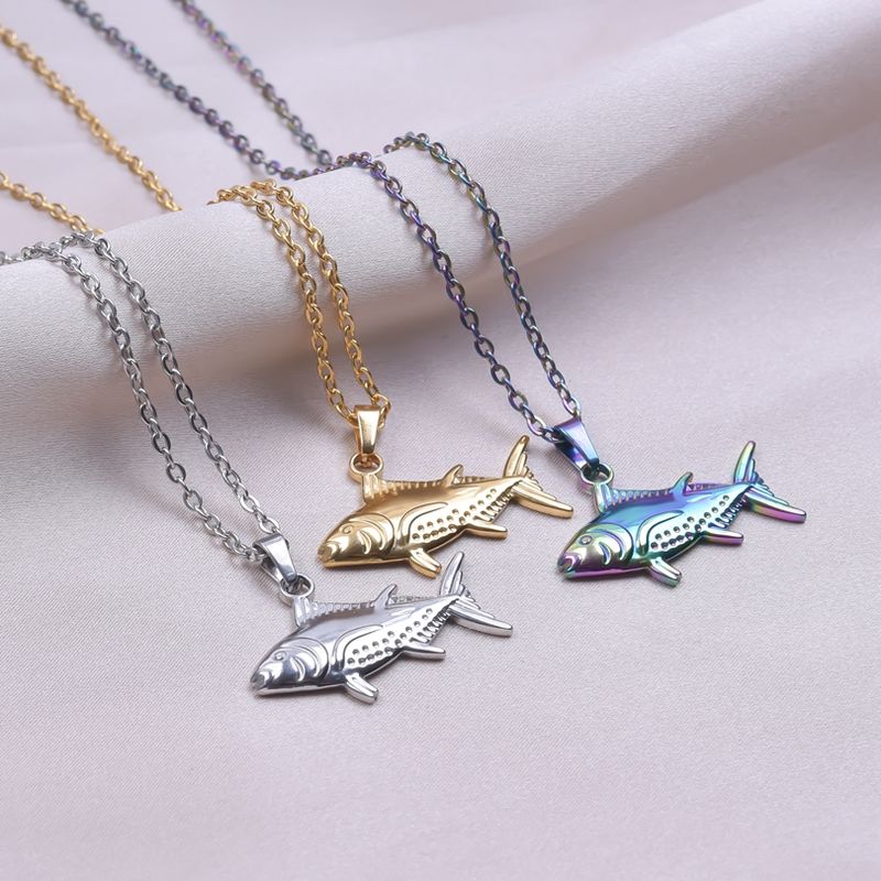 Meerestier Fisch Charm Titan Stahl Halsketten für Frauen Accessoires Korea Trend Schmuck Am Hals Halskette Halsband Party_voghion.com