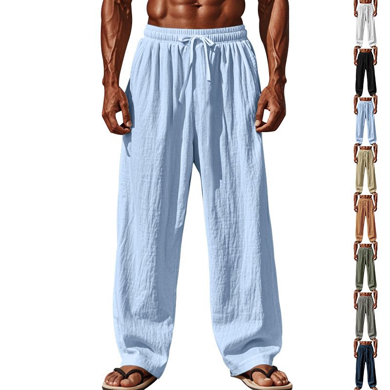 Premium Products Herren-Strandhose aus Leinen, übergroße Outdoor-Reisehose, lässige, atmungsaktive Hose_voghion.com