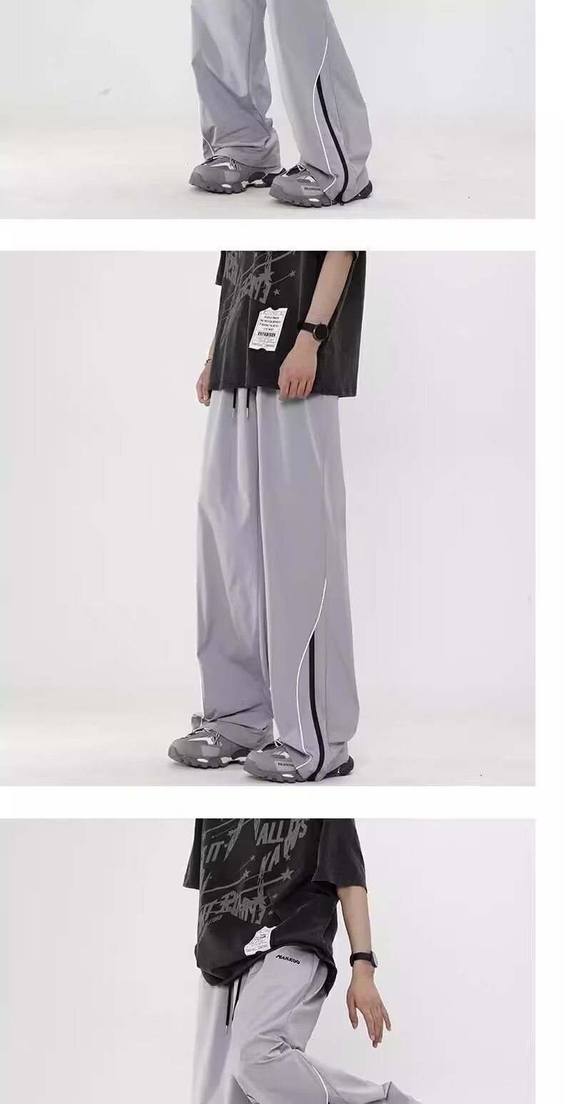 Charge for men in summer, thin and cool, trendy brand, loose casual p, American high arcade style, wide leg sports_voghion.com