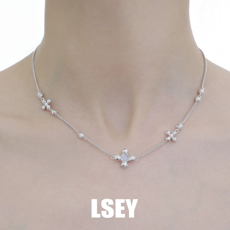 Collier en argent avec perles croisées texturées, style minimaliste, niche pure, personnalité haut de gamme, 0099_voghion.com