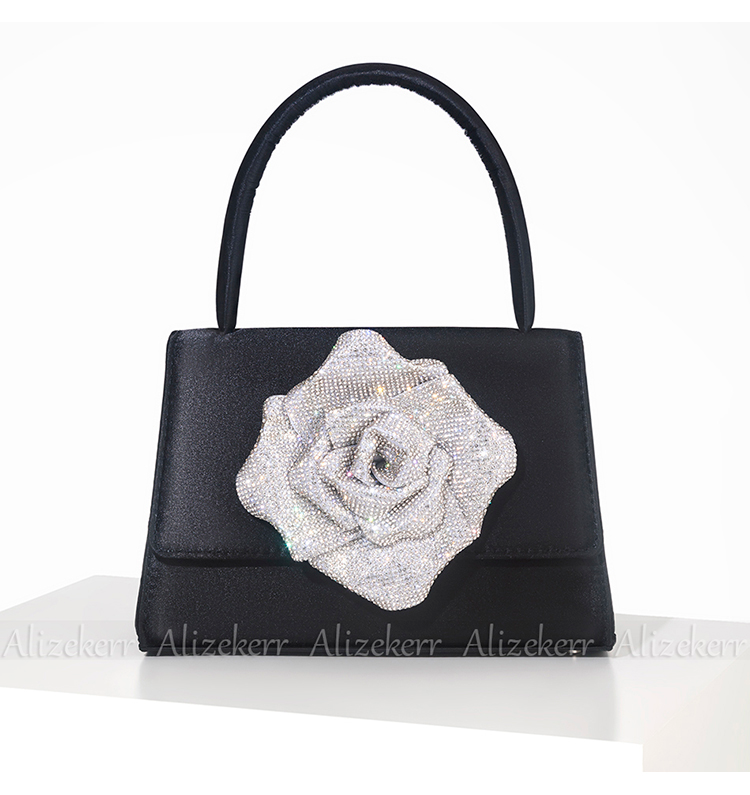 Splendide borse con strass rosa per donna Designer Boutique Bling Crstal Pochette in raso Matrimonio di alta qualità_voghion.com