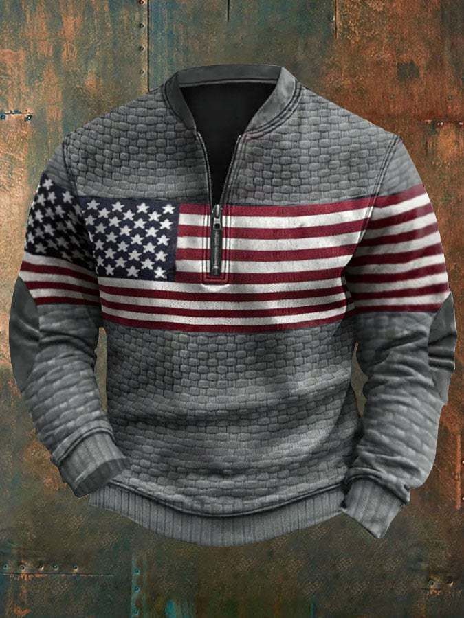 Felpa con stampa 3D da uomo, mezza cerniera, autunno inverno_voghion.com