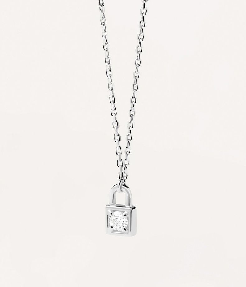 Diamond Lock Heart Key S925 Sterling Silver Necklace Niche Design Sense Light Luxury High End_voghion.com