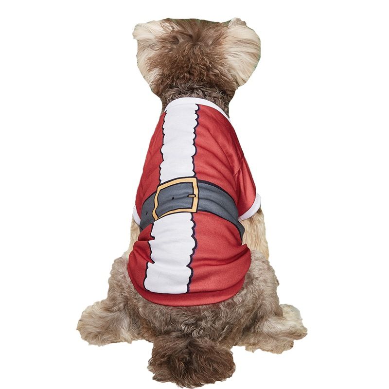 Ubranka dla psa na Boże Narodzenie Święty Mikołaj Czerwony Zielony cienki oddychający T-shirt dla zwierząt Teddy mały szczeniak Sznaucer ubranka dla psa_voghion.com