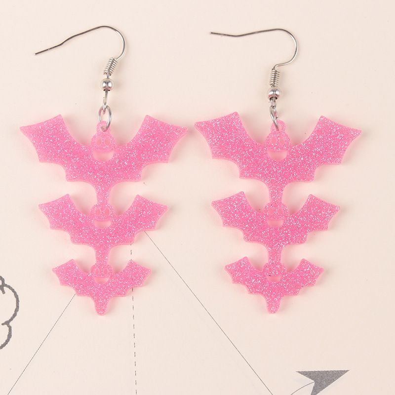 Nuovi orecchini pendenti lucidi colorati alla moda semplici e alla moda a forma di pipistrello di Halloween per le donne_voghion.com