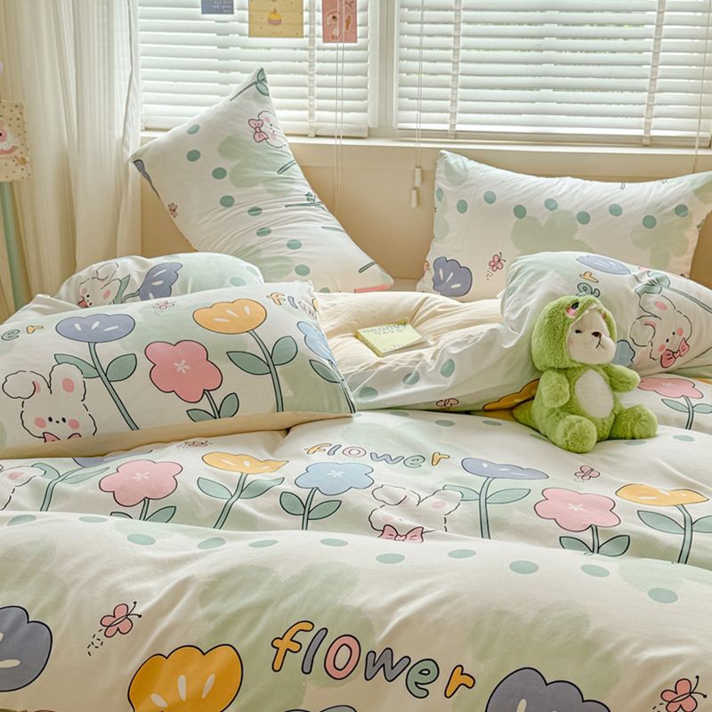 New four-piece set wrinkled cotton washed cotton four-piece set super soft three-piece set quilt cover bed sheet_voghion.com