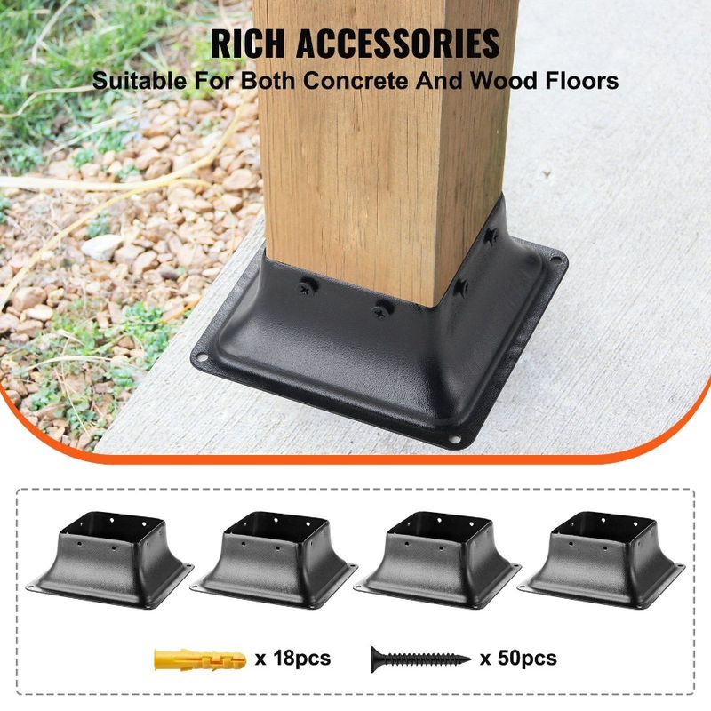 Steel 4x4 For 4Pcs Bracket Post Decking Anchor PowderCoated 3.6x3.6 Internal Post Post Base Fit Standard Duty Heavy Post Wood_voghion.com
