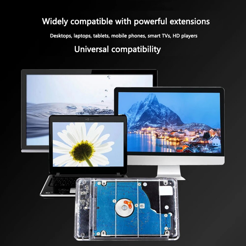 Boîtier disque dur Transparent 2.5 pouces Ssd Sata Iii vers Usb 3.0 boîtier de disque dur Support disque dur externe Mobile 6 to pour ordinateur portable_voghion.com