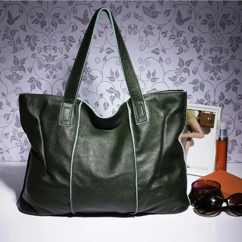Borsa hobo in pelle, borsa a tracolla di grande capacità per donna, borsa tote in stile retrò_voghion.com