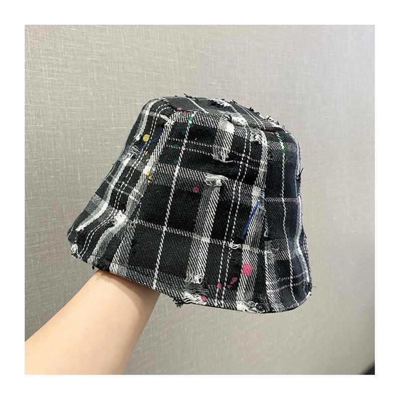 Cappello da pescatore per bambini, primavera ed estate, a quadri, con fori, cappello da lavabo, casual, versatile, pieghevole, cappello da sole_voghion.com