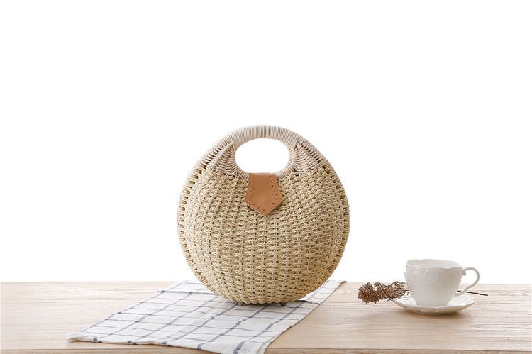 Neue modische Muschelhandtasche, personalisierte und süße Rattan-Gewebte Tasche, Grasgewebte Tasche, Gewebte Damentasche, Freizeittasche, Strandtasche_voghion.com
