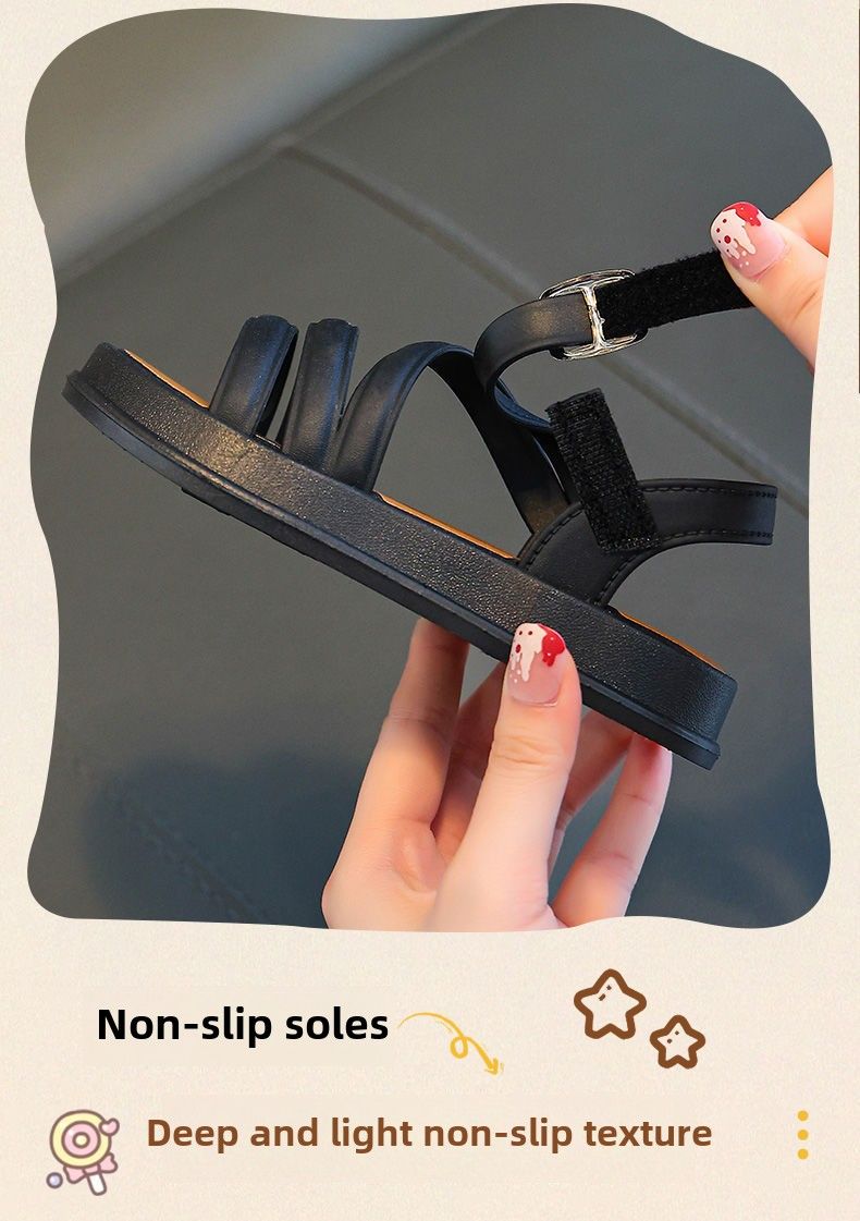 Sandali per bambine con punta aperta, temperamento estivo, nuova moda, scarpe da principessa, studenti, carini, versatili, sandali stranieri_voghion.com