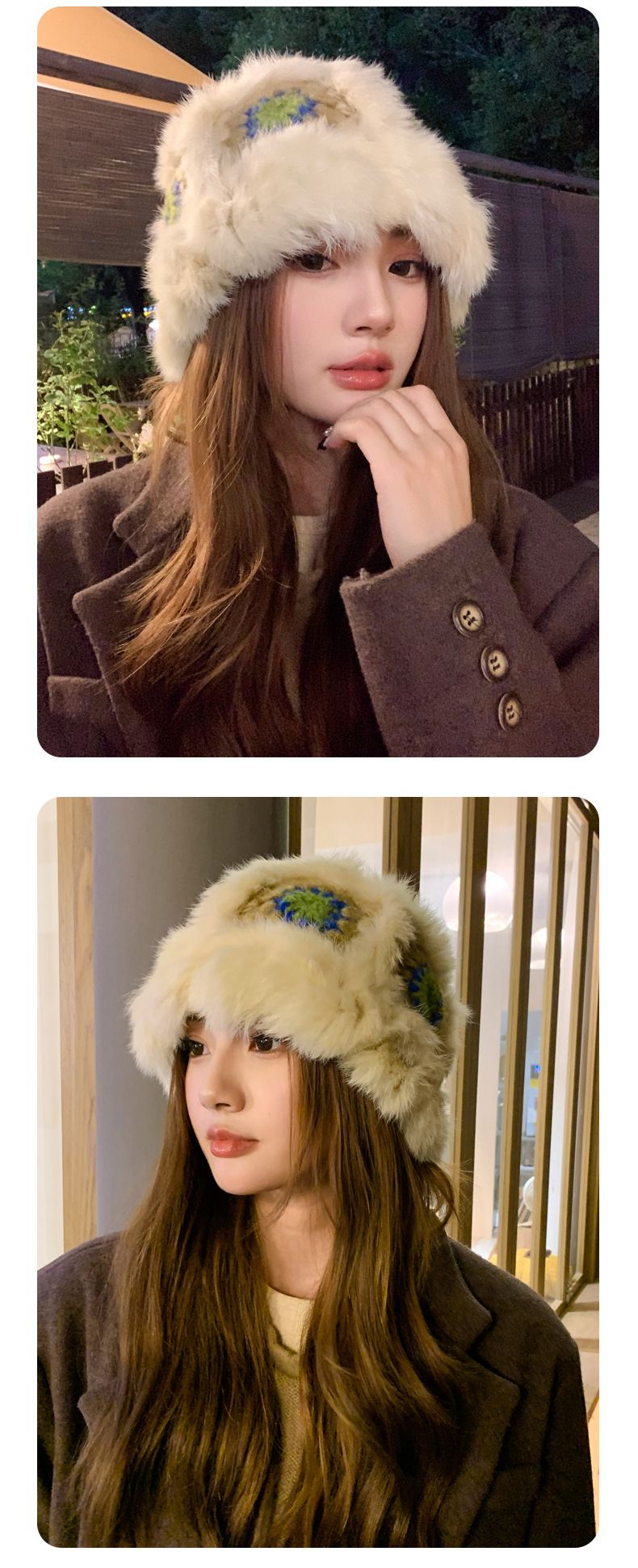 Nuovo leone con pelo di coniglio che risveglia le donne in autunno inverno, carino cappello da pescatore in peluche caldo, versatile e piccolo fatto a mano_voghion.com