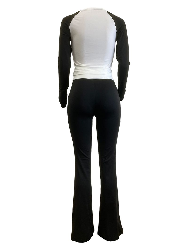 Y6058 New Women's Clothing Color-Block Tight High-Waist Folded Slim Fit Fleece-Lined Sports Yoga Pants Set_voghion.com
