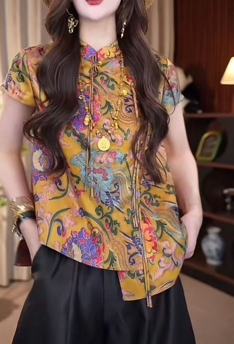 Schickes GraceChic GraceChic GraceChic Jacquard-Hemd im chinesischen Stil für Damen Sommer 2025 Neues europäisches Bestseller-Hemd in Übergröße mit figurformendem Effekt_voghion.com