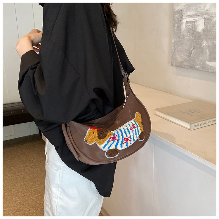 2024 new Korean version nylon canvas women's niche armpit casual bucket bag, large capacity handbag_voghion.com