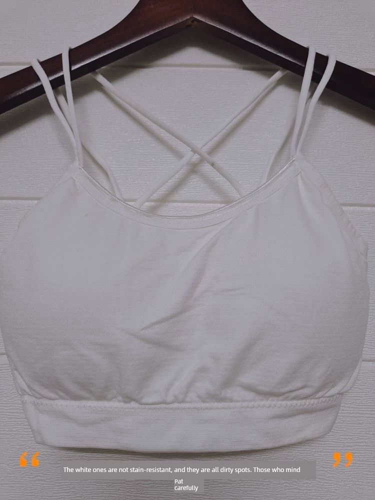 Camisole d'été minimaliste et polyvalente pour femme, couleur pure, coupe fine, rabat, coussinet de poitrine, sans sous-vêtements_voghion.com
